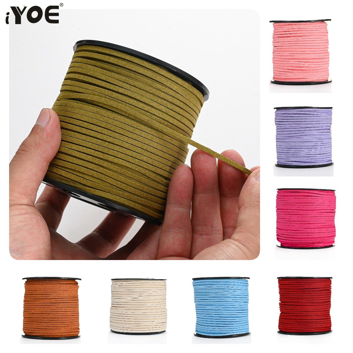 Leatherwork Thread - Cordon tressé plat en Faux daim,