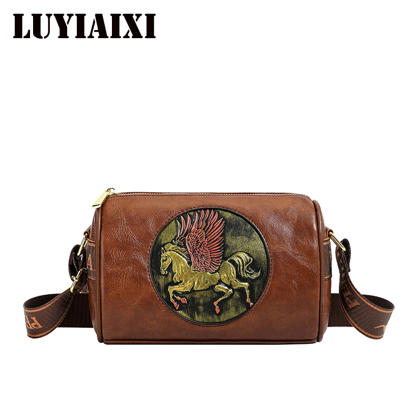Leatherwork Flowers - Sac à bandoulière en cuir à