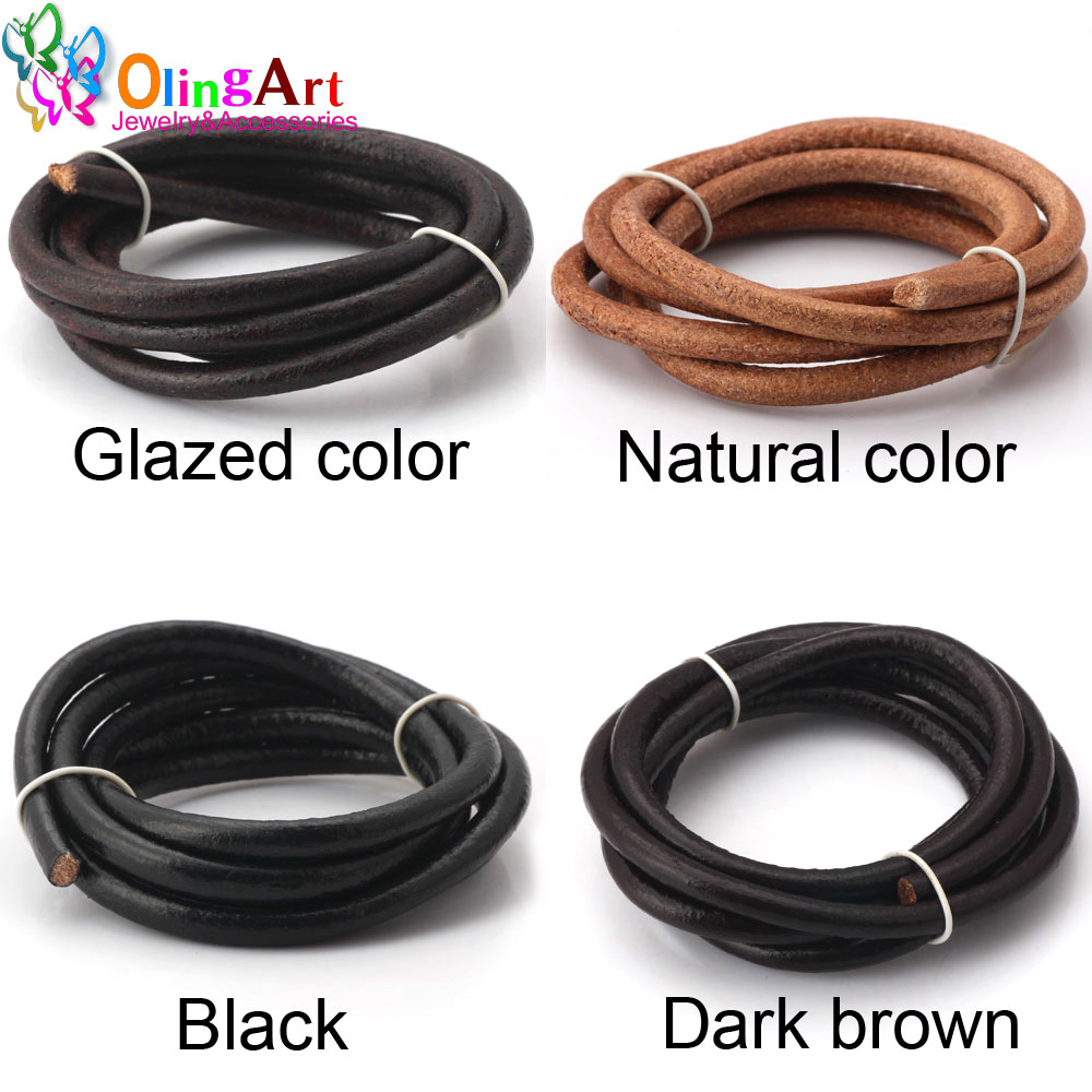 Leatherwork Diy - Olingart Dia 1.5/2/3/4/5/6mm noir/naturel/marron/garçage cuir cordon