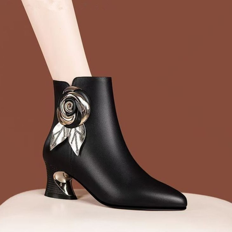 Bottines de travail en cuir do - Leatherwork Flowers avis et prix